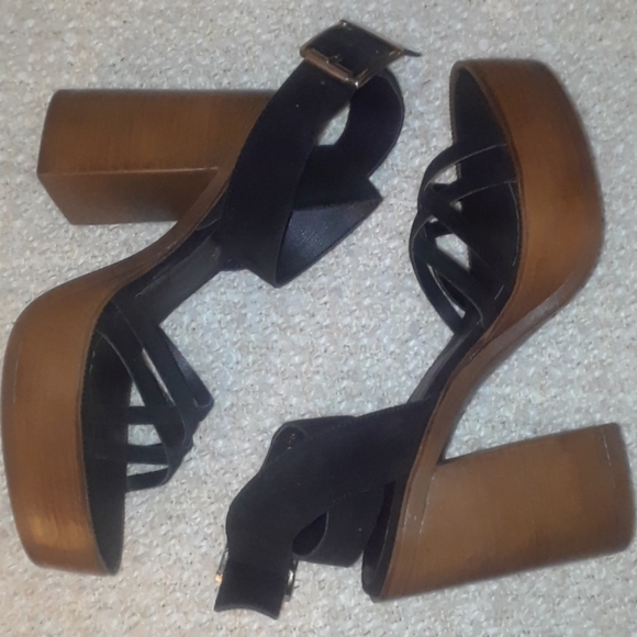 Free People Lanely Suede Platform Heels Black 39 - Picture 12 of 16